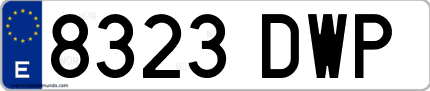 Ejemplo de matrícula de coche ordinaria 8323 DWP