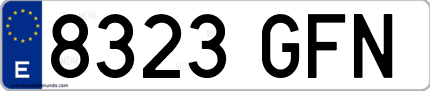 Ejemplo de matrícula de coche ordinaria 8323 GFN