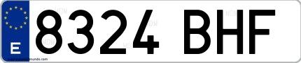 Ejemplo de matrícula española 8324 BHF