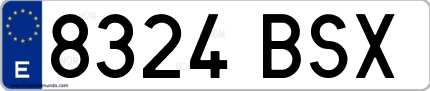 Ejemplo de matrícula de coche ordinaria 8324 BSX