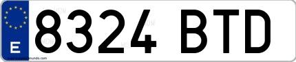 Ejemplo de matrícula española 8324 BTD