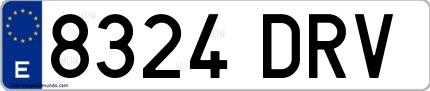 Ejemplo de matrícula de coche ordinaria 8324 DRV