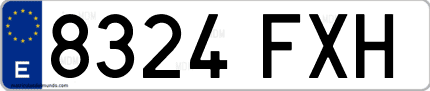 Ejemplo de matrícula de coche ordinaria 8324 FXH