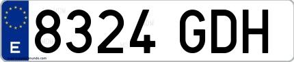 Ejemplo de matrícula española 8324 GDH