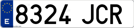 Ejemplo de matrícula de coche ordinaria 8324 JCR