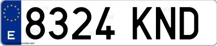 Ejemplo de matrícula española 8324 KND