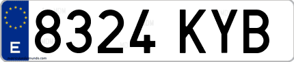 Ejemplo de matrícula de coche ordinaria 8324 KYB