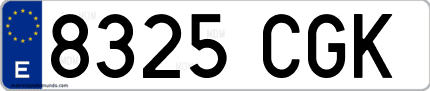 Ejemplo de matrícula de coche ordinaria 8325 CGK