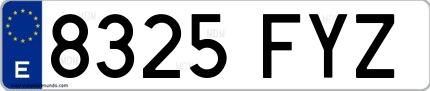 Ejemplo de matrícula española 8325 FYZ