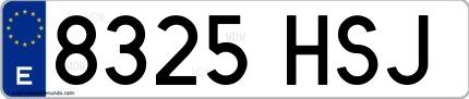 Ejemplo de matrícula española 8325 HSJ