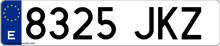 Ejemplo de matrícula de coche ordinaria 8325 JKZ