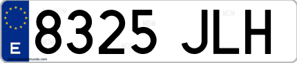 Ejemplo de matrícula de coche ordinaria 8325 JLH