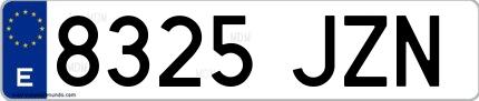 Ejemplo de matrícula española 8325 JZN