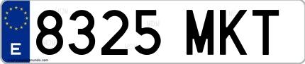 Ejemplo de matrícula de coche ordinaria 8325 MKT
