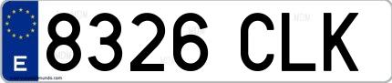 Ejemplo de matrícula española 8326 CLK