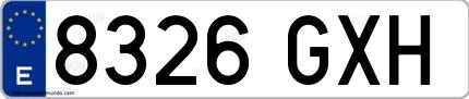 Ejemplo de matrícula española 8326 GXH