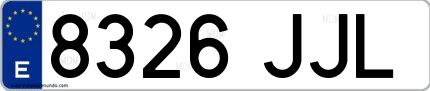 Ejemplo de matrícula española 8326 JJL