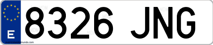 Ejemplo de matrícula de coche ordinaria 8326 JNG