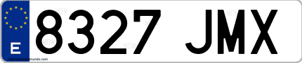 Ejemplo de matrícula de coche ordinaria 8327 JMX