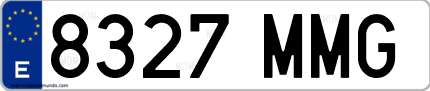 Ejemplo de matrícula de coche ordinaria 8327 MMG