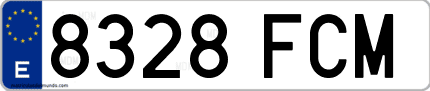 Ejemplo de matrícula de coche ordinaria 8328 FCM