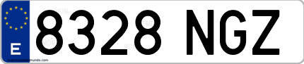 Ejemplo de matrícula de coche ordinaria 8328 NGZ