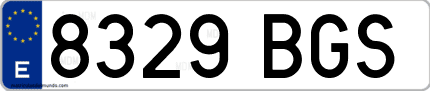 Ejemplo de matrícula de coche ordinaria 8329 BGS
