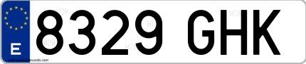 Ejemplo de matrícula española 8329 GHK
