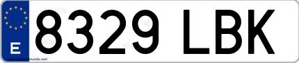 Ejemplo de matrícula española 8329 LBK