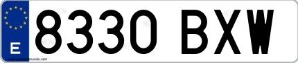 Ejemplo de matrícula española 8330 BXW