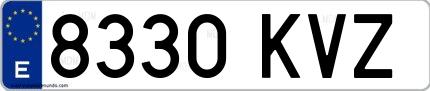 Ejemplo de matrícula española 8330 KVZ