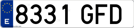 Ejemplo de matrícula de coche ordinaria 8331 GFD