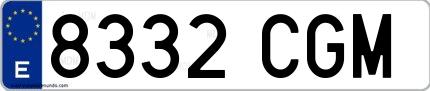 Ejemplo de matrícula española 8332 CGM
