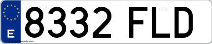 Ejemplo de matrícula española 8332 FLD