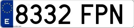 Ejemplo de matrícula española 8332 FPN