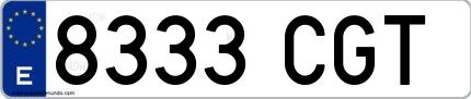 Ejemplo de matrícula española 8333 CGT
