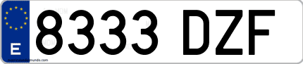 Ejemplo de matrícula de coche ordinaria 8333 DZF