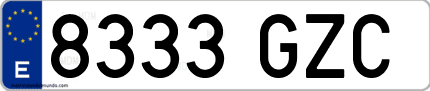 Ejemplo de matrícula de coche ordinaria 8333 GZC