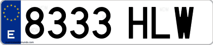 Ejemplo de matrícula de coche ordinaria 8333 HLW
