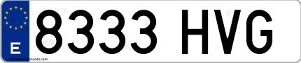 Ejemplo de matrícula española 8333 HVG