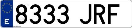 Ejemplo de matrícula española 8333 JRF