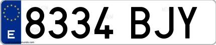 Ejemplo de matrícula española 8334 BJY