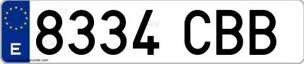 Ejemplo de matrícula española 8334 CBB