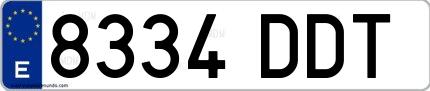 Ejemplo de matrícula española 8334 DDT