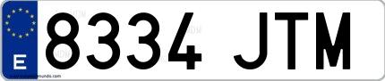 Ejemplo de matrícula española 8334 JTM