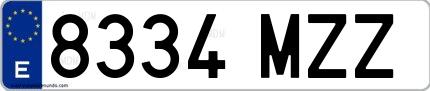 Ejemplo de matrícula española 8334 MZZ