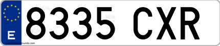 Ejemplo de matrícula de coche ordinaria 8335 CXR