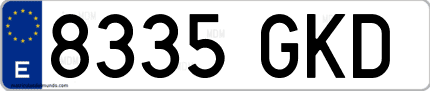 Ejemplo de matrícula de coche ordinaria 8335 GKD