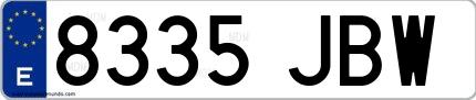 Ejemplo de matrícula española 8335 JBW