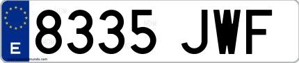 Ejemplo de matrícula española 8335 JWF